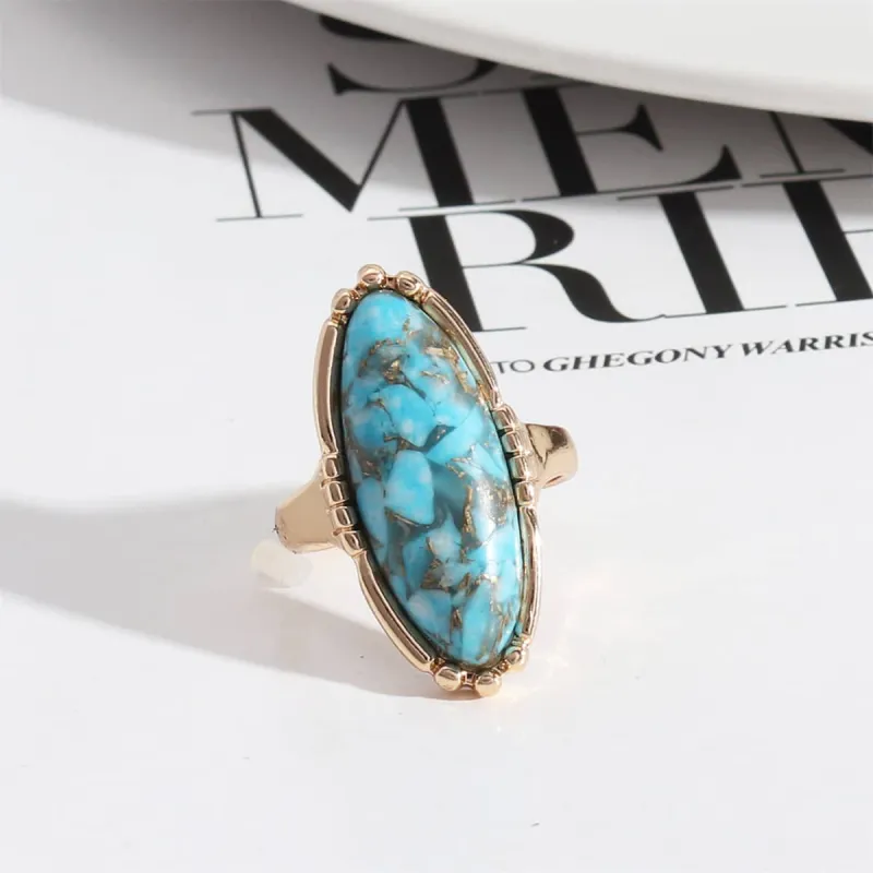 Turquoise & Goldtone Oval-Cut Ring made by Zulily