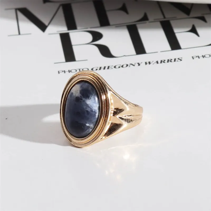 Blue Veinstone & Goldtone Oval-Cut Ring made by Zulily
