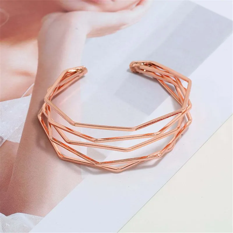 Rose Goldtone Angle Layer Cuff made by Zulily