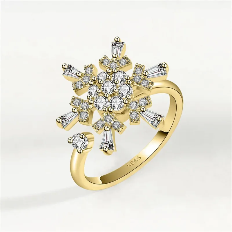 Crystal & Cubic Zirconia Rotating Snowflake Open Ring made by Zulily