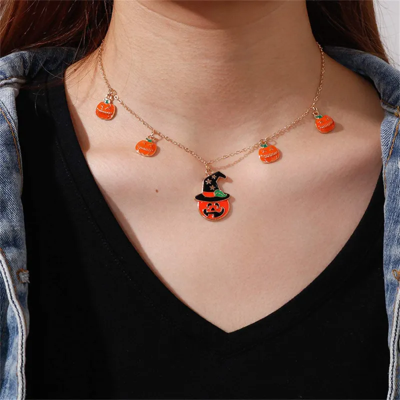 Orange Enamel & Goldtone Pumpkin Pendant Necklace made by Zulily