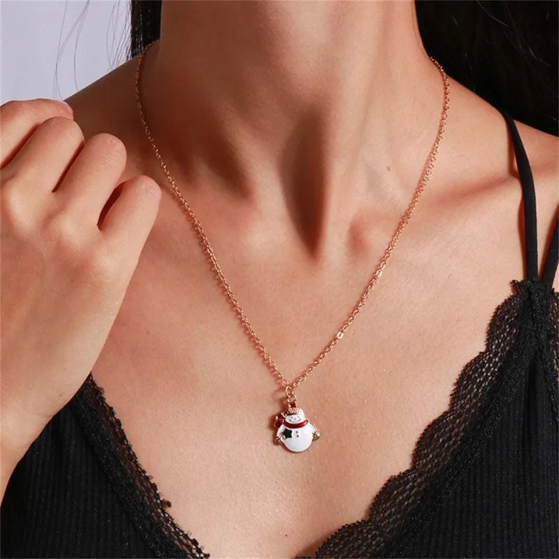 White Enamel & Goldtone Snowman Pendant Necklace made by Zulily
