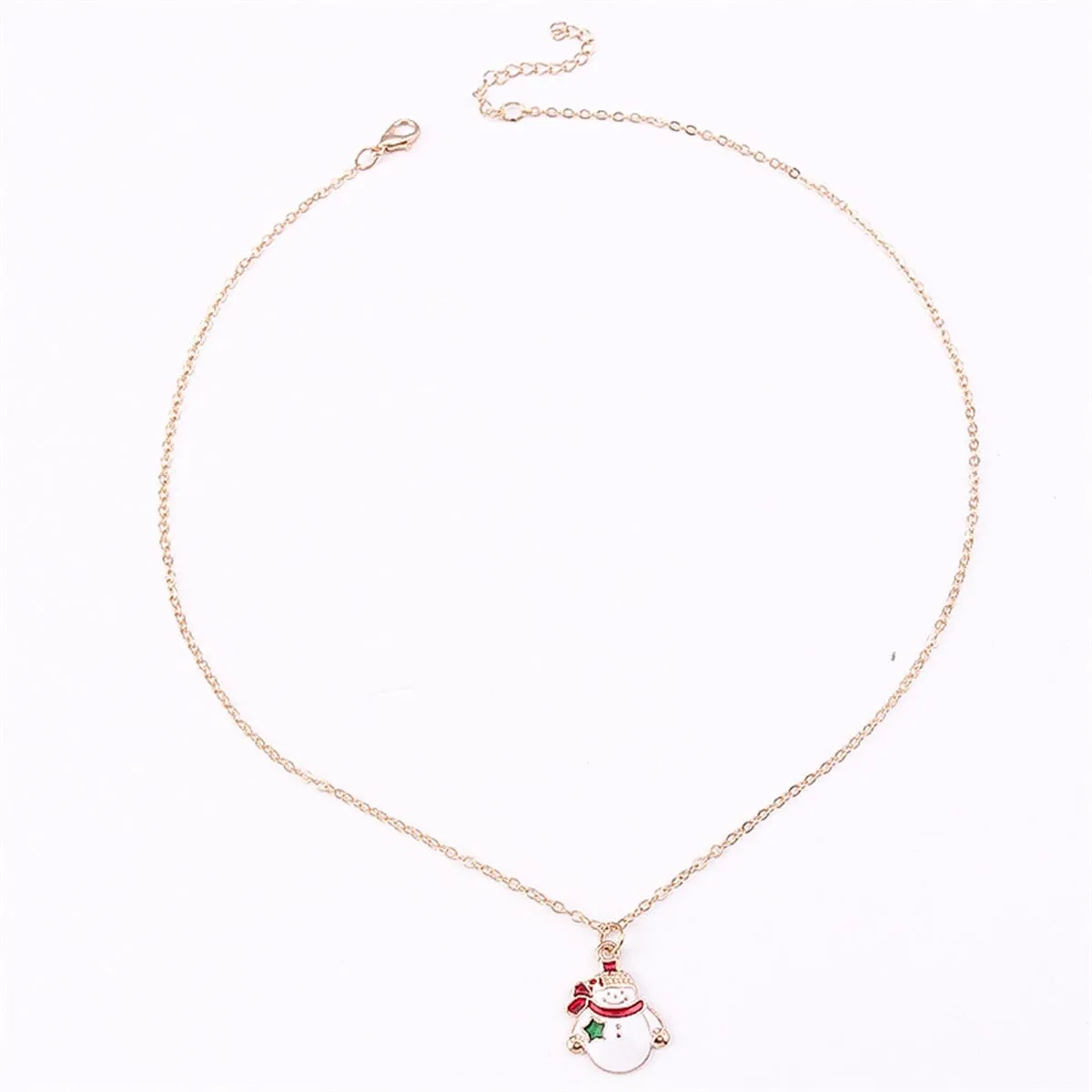 White Enamel & Goldtone Snowman Pendant Necklace sold by Zulily product image thumbnail 2