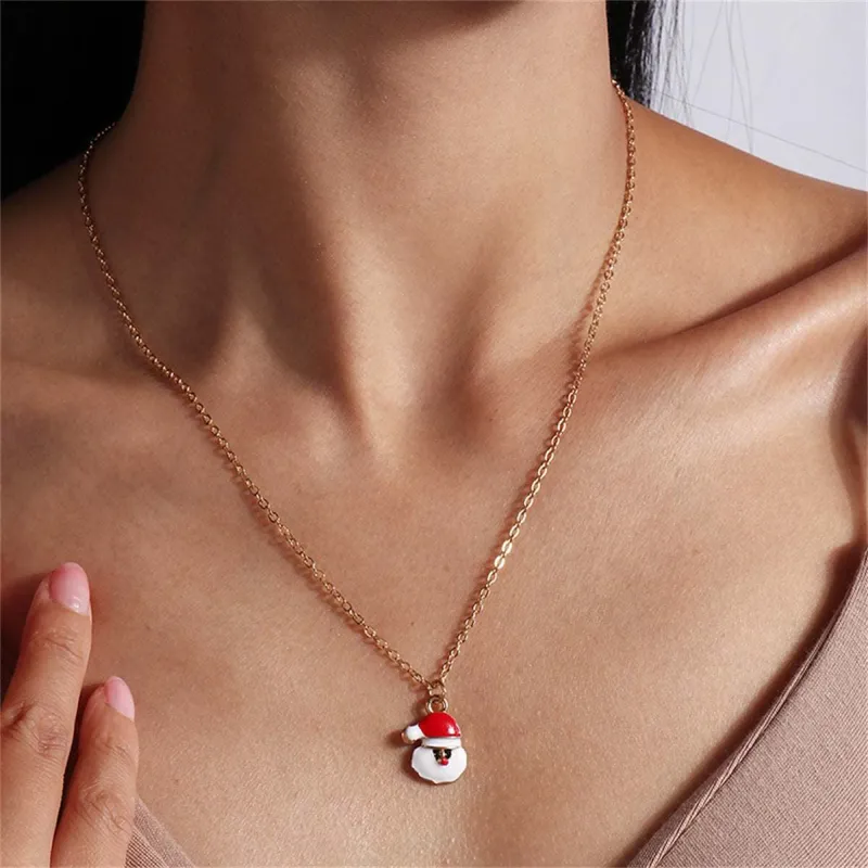 Red Enamel & Goldtone Santa Pendant Necklace made by Zulily