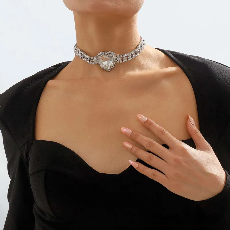 Crystal & Cubic Zirconia Heart Pendant Choker made by Zulily