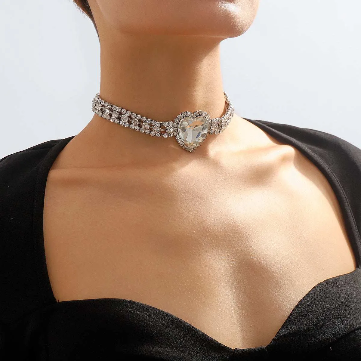 Crystal & Cubic Zirconia Heart Pendant Choker sold by Zulily product image thumbnail 2