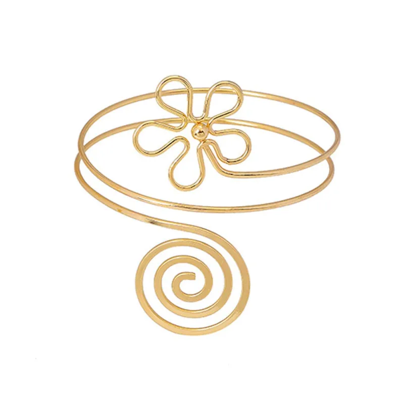 Goldtone Flower Swirl Arm Cuff made by Zulily