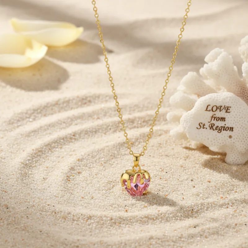 Pink Crystal & Goldtone Heart Pendant Necklace made by Zulily