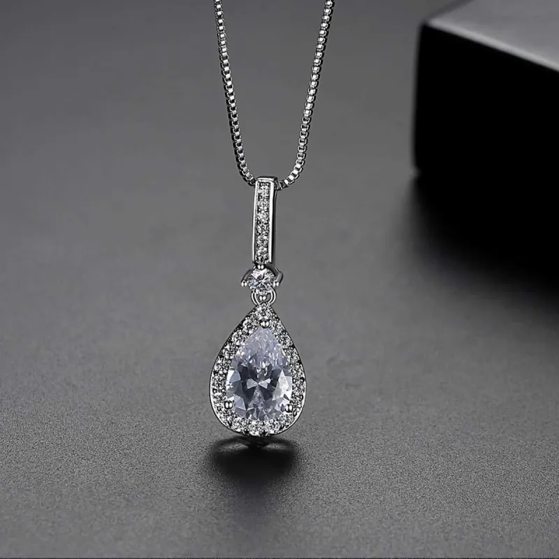 Crystal & Cubic Zirconia Teardrop Pendant Necklace made by Zulily