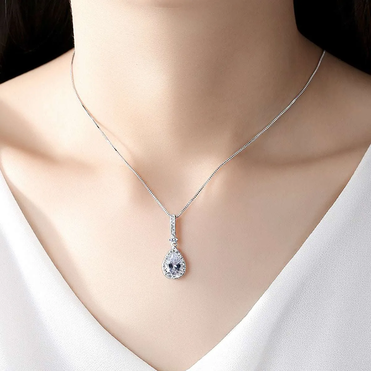 Crystal & Cubic Zirconia Teardrop Pendant Necklace sold by Zulily product image thumbnail 2