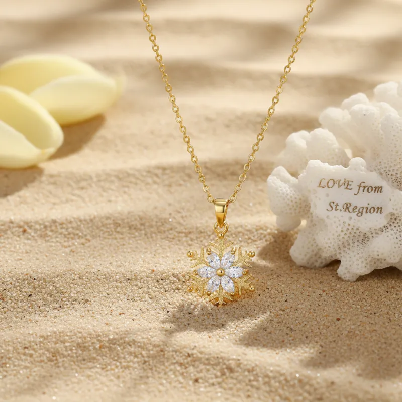 Crystal & Goldtone Snowflake Pendant Necklace made by Zulily