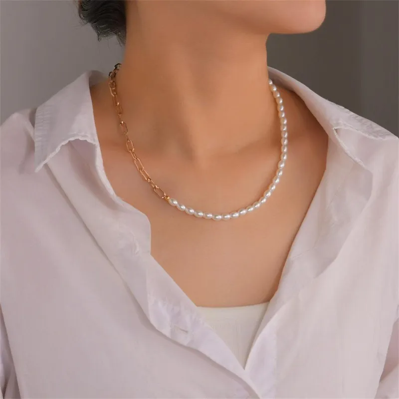 Pearl & Goldtone Chain Link Necklace made by Zulily