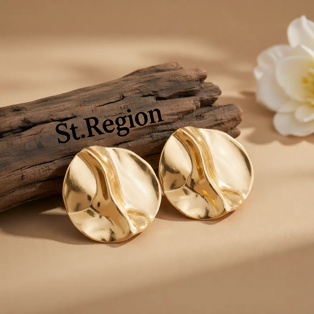 Goldtone Hammered Round Statement Earrings sold by Zulily