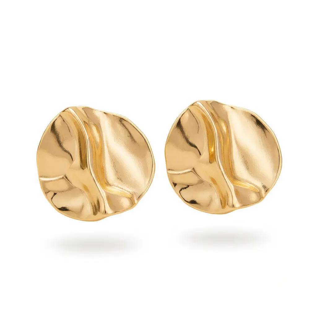 Goldtone Hammered Round Statement Earrings sold by Zulily product image thumbnail 2