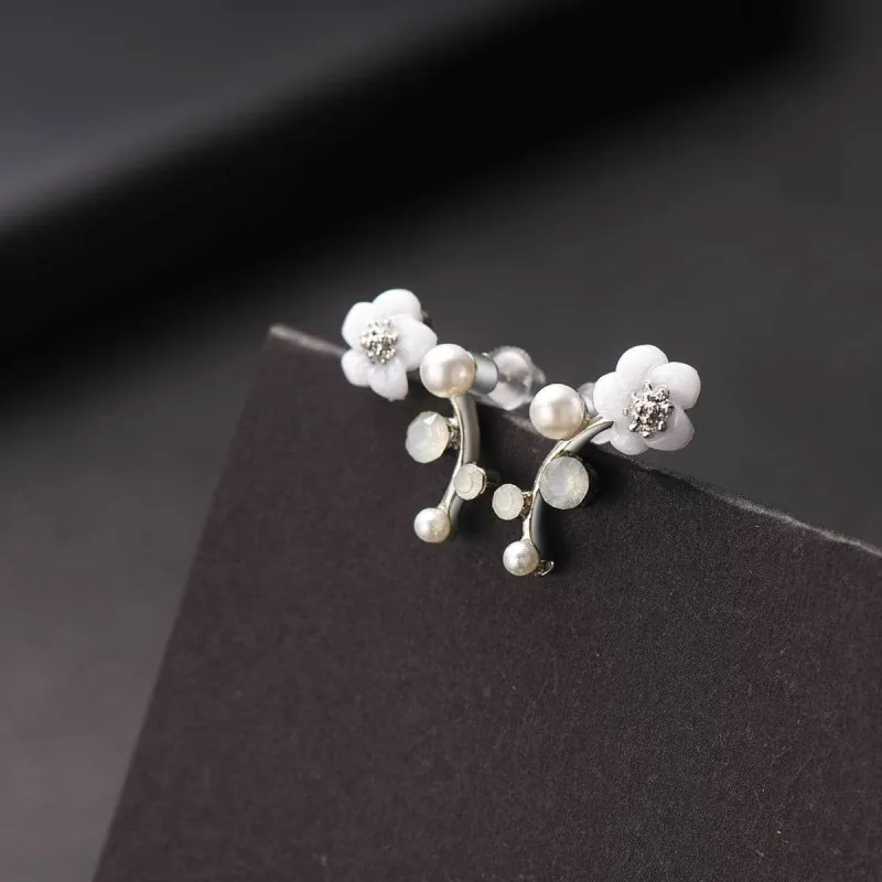 Shell & Pearl Silvertone Floral Ear Climbers made by Zulily