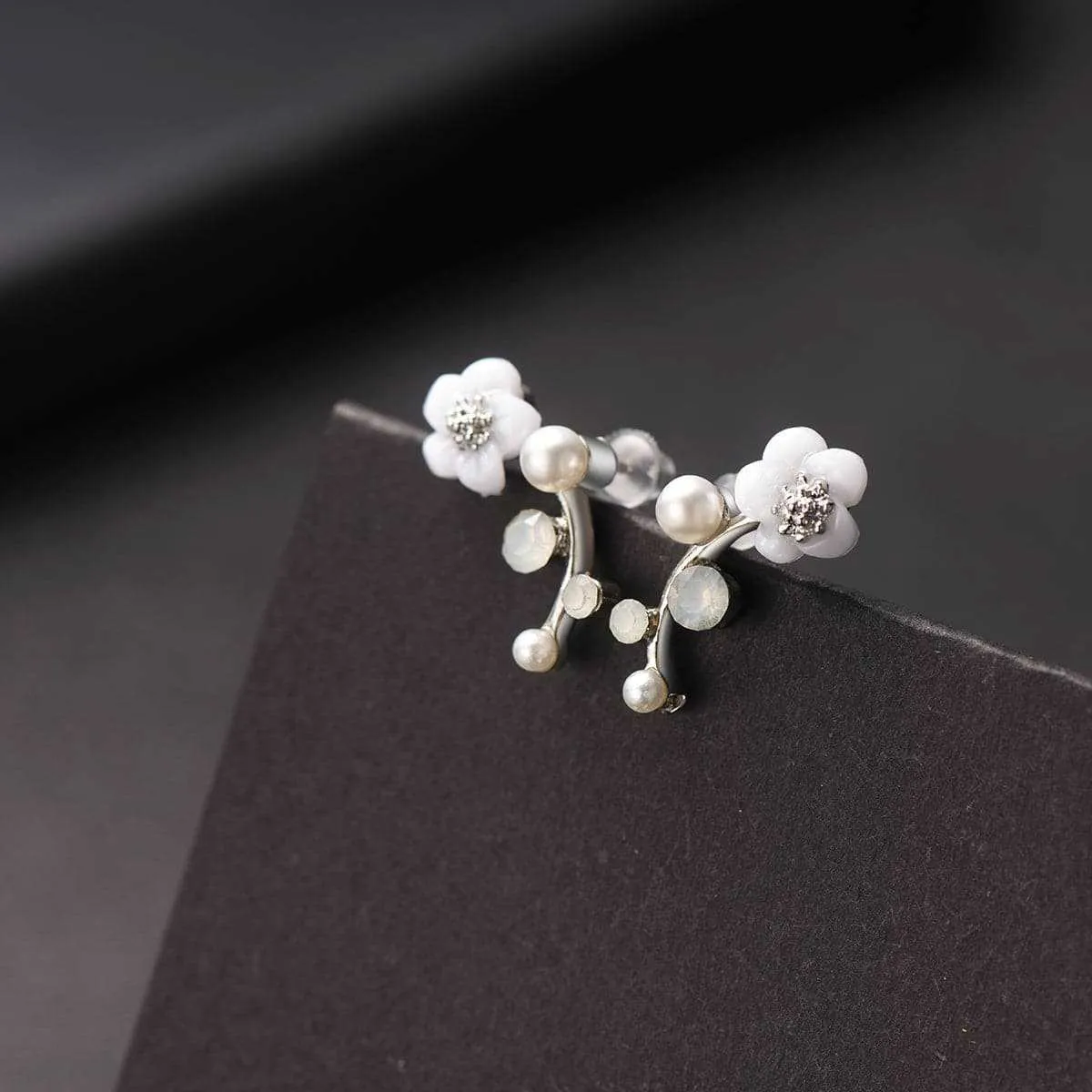 Shell & Pearl Silvertone Floral Ear Climbers sold by Zulily