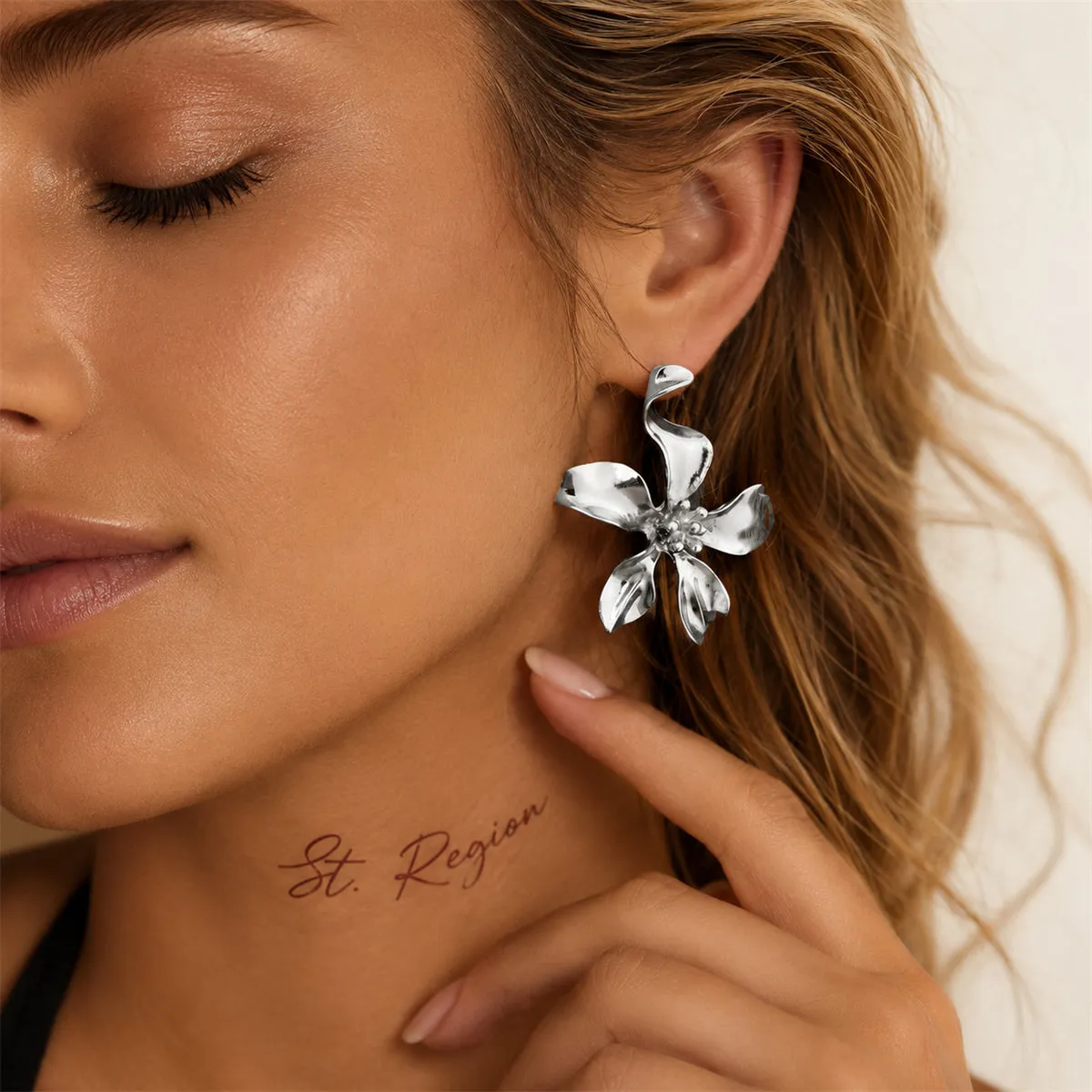 Silvertone Flower Statement Stud Earrings sold by Zulily product image thumbnail 5