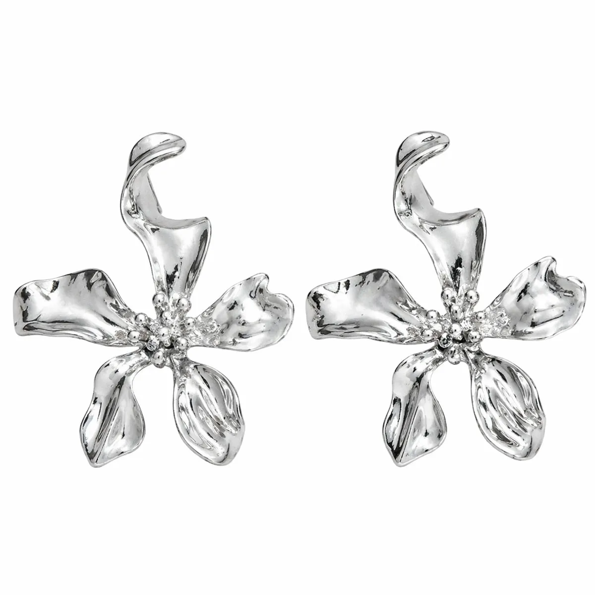 Silvertone Flower Statement Stud Earrings sold by Zulily product image thumbnail 2