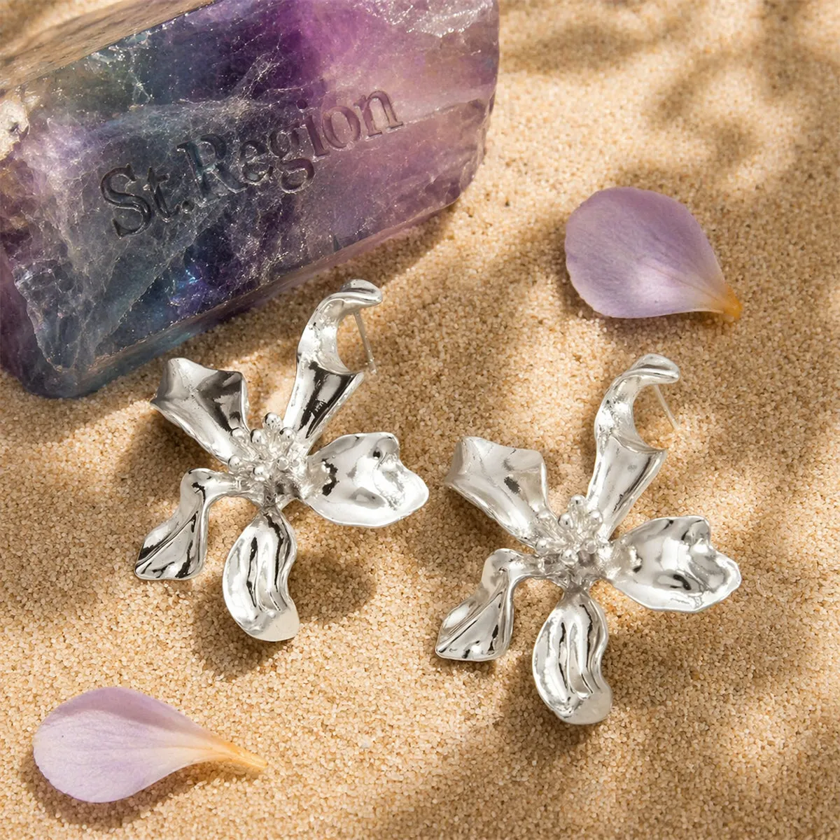 Silvertone Flower Statement Stud Earrings sold by Zulily product image thumbnail 3