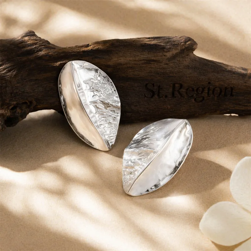 Silvertone Textured Leaf Stud Earrings made by Zulily