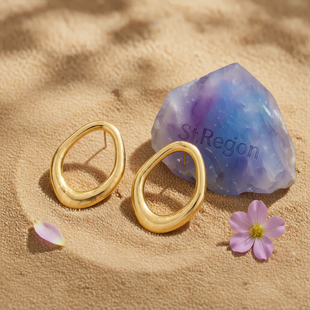 Goldtone Open Oval Stud Earrings sold by Zulily product image thumbnail 3