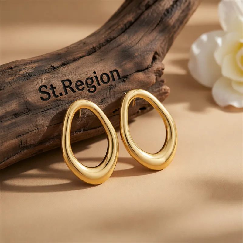 Goldtone Open Oval Stud Earrings made by Zulily