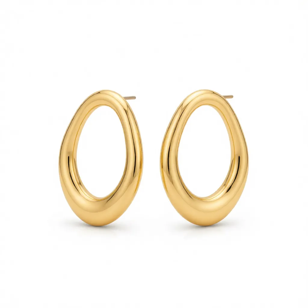 Goldtone Open Oval Stud Earrings sold by Zulily product image thumbnail 2