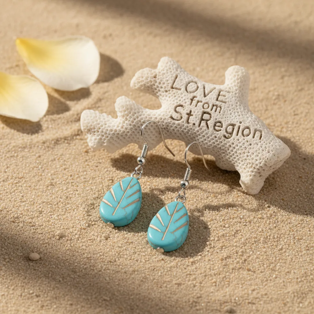 Turqouise & Silvertone Drop-Shape Leaf Hook Earrings sold by Zulily product image thumbnail 4