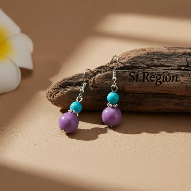 Purple Jade & Silvertone Gourd-Shape Hook Earrings made by Zulily
