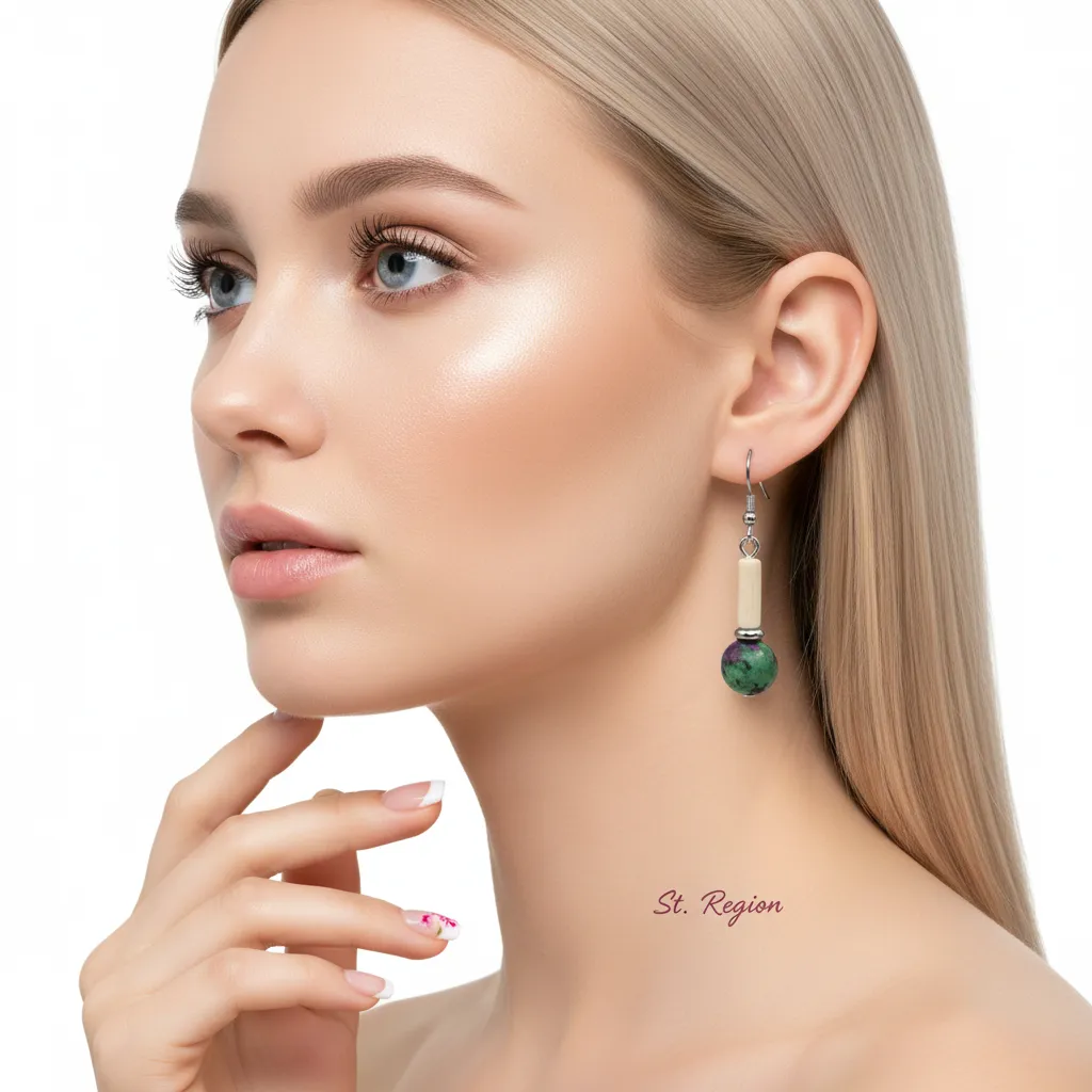 Green Jade & Silvertone Cylinder Ball Hook Earrings sold by Zulily product image thumbnail 5