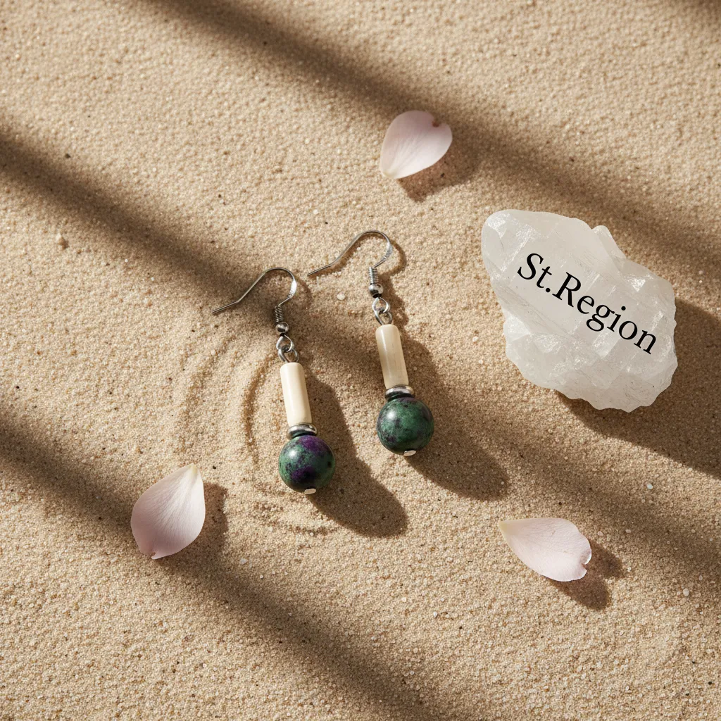 Green Jade & Silvertone Cylinder Ball Hook Earrings sold by Zulily product image thumbnail 3
