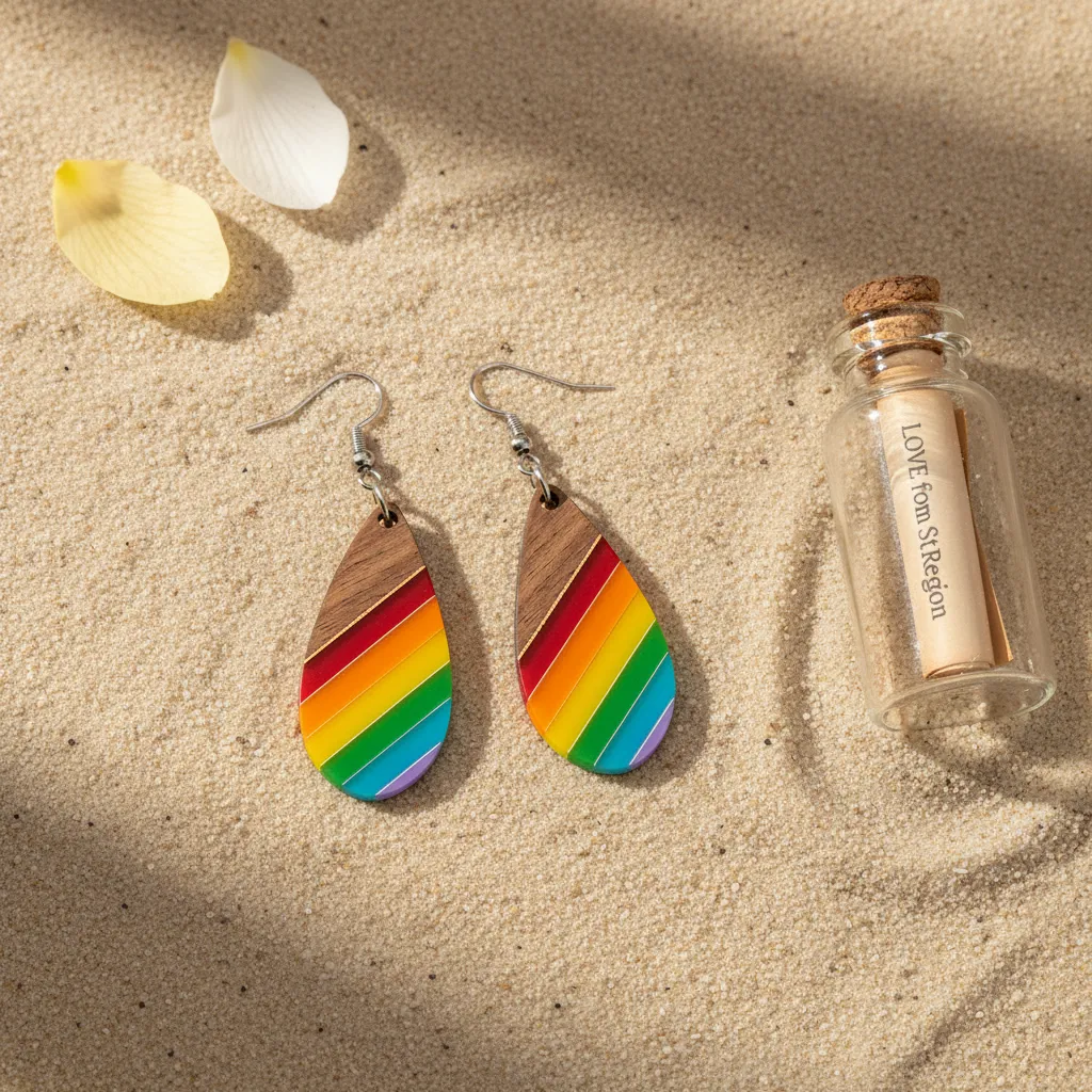 Multi-Colored Resin & Wood Silvertone Stripped Drop Hook Earrings sold by Zulily product image thumbnail 4