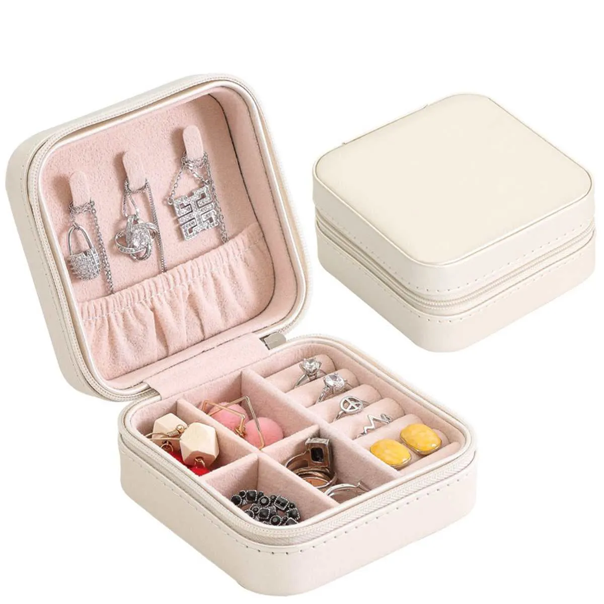 White Zip Square Jewelry Box sold by Zulily