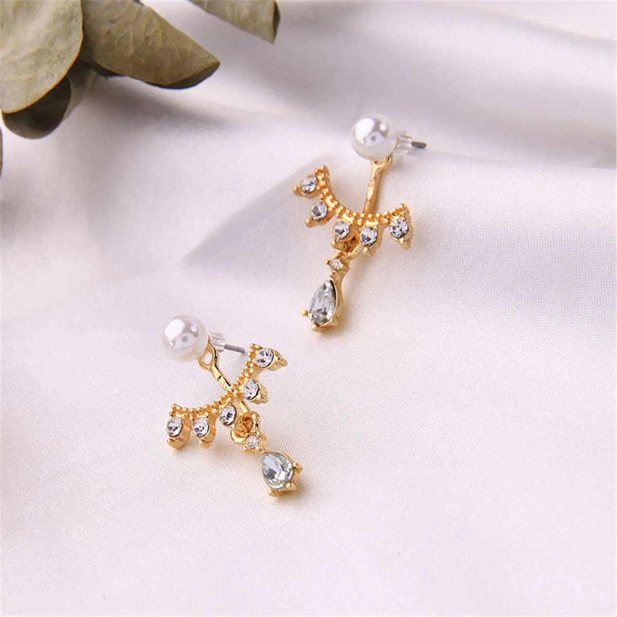 Cubic Zirconia & Pearl Goldtone Drop Earrings sold by Zulily product image thumbnail 3