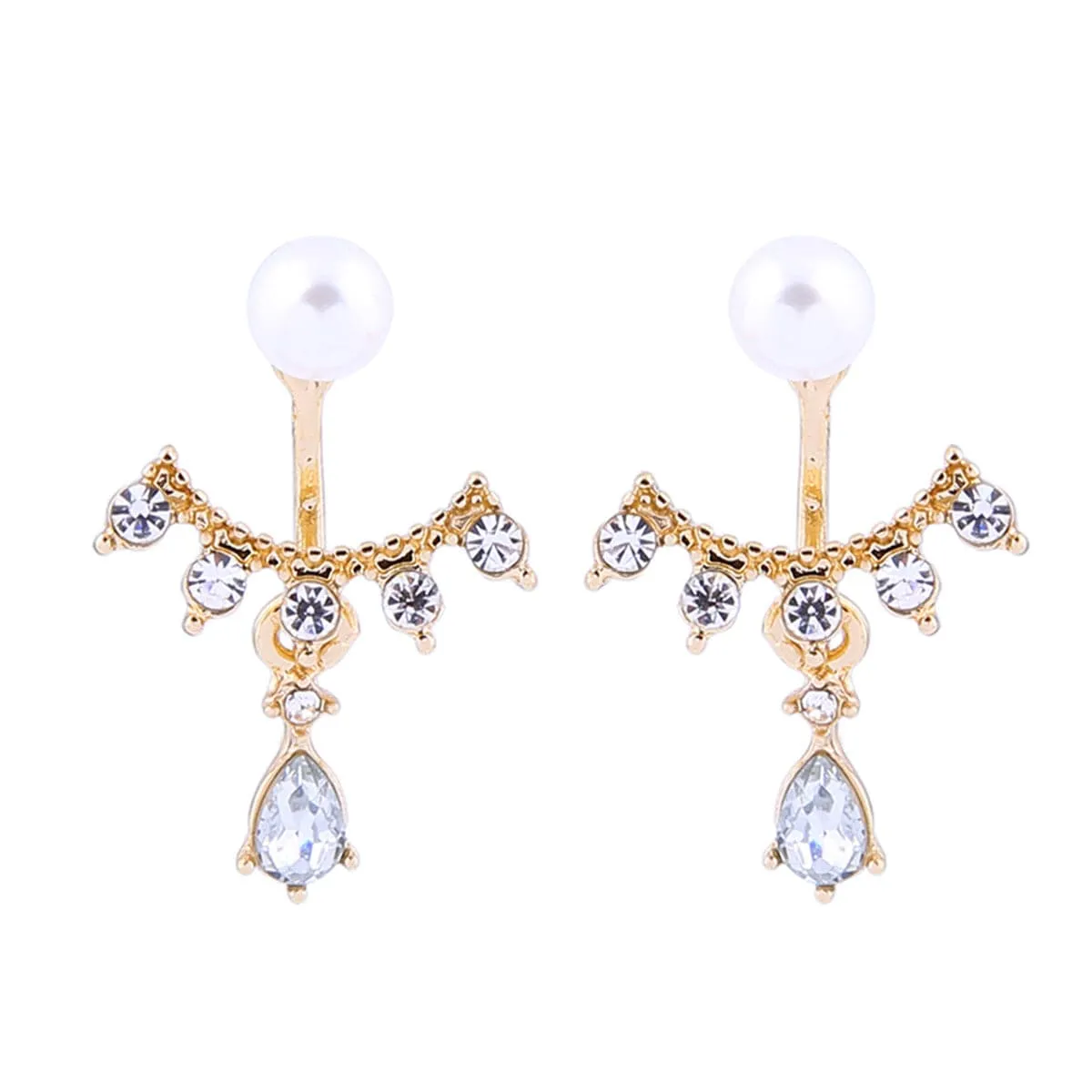 Cubic Zirconia & Pearl Goldtone Drop Earrings sold by Zulily