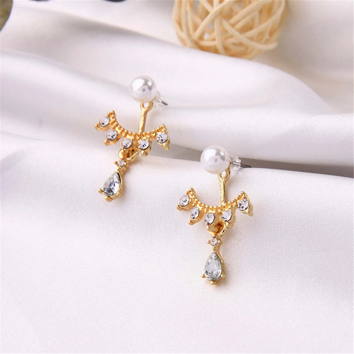 Cubic Zirconia & Pearl Goldtone Drop Earrings sold by Zulily product image thumbnail 2