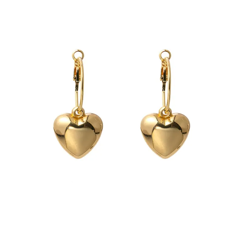 Goldtone Heart Huggie Earrings made by Zulily