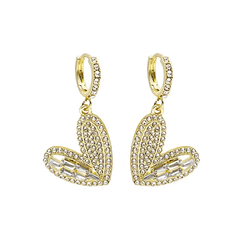 Cubic Zirconia & Goldtone Heart Huggie Earrings made by Zulily