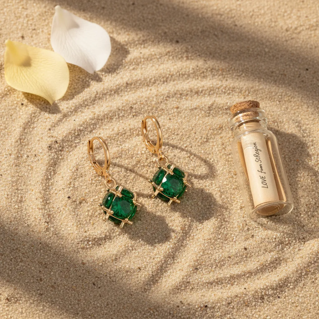 Green Crystal & Goldtone Ball Huggie Earrings sold by Zulily product image thumbnail 4