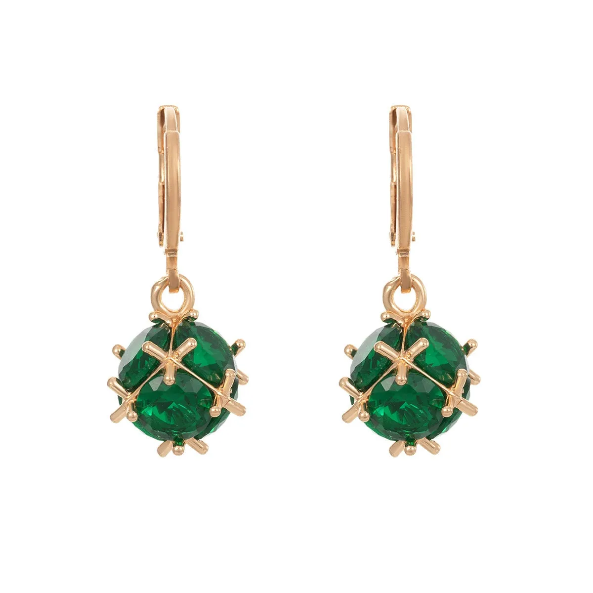 Green Crystal & Goldtone Ball Huggie Earrings sold by Zulily product image thumbnail 2