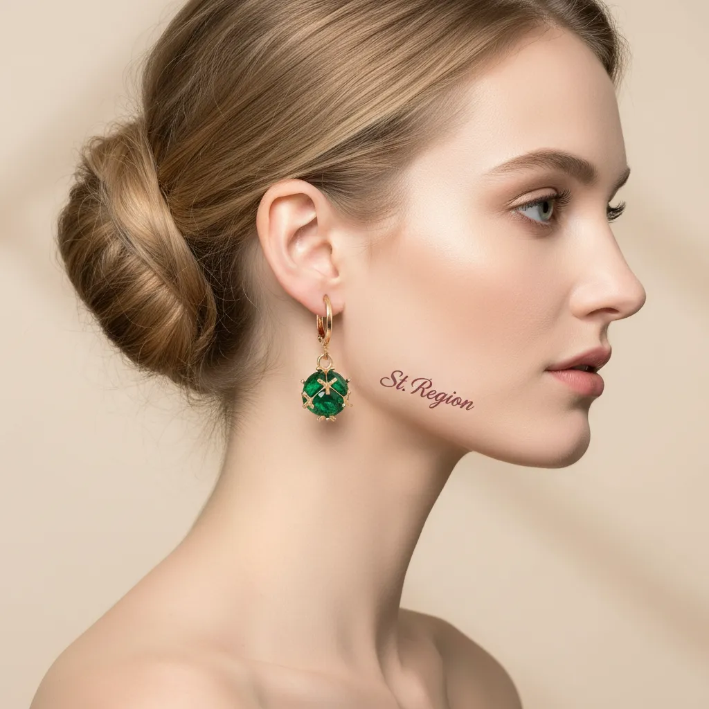 Green Crystal & Goldtone Ball Huggie Earrings sold by Zulily product image thumbnail 5