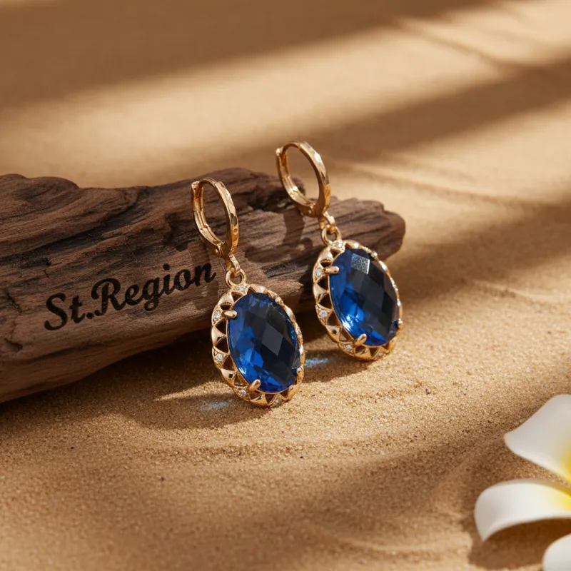 Blue Crystal & Cubic Zirconia Goldtone Oval-Cut Flower Dangle Earrings made by Zulily