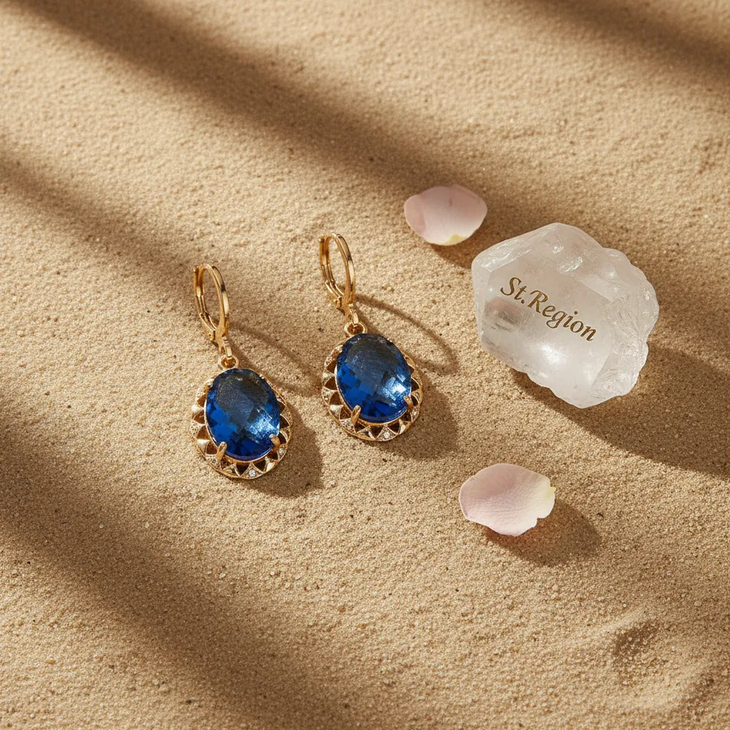 Blue Crystal & Cubic Zirconia Goldtone Oval-Cut Flower Dangle Earrings sold by Zulily product image thumbnail 3