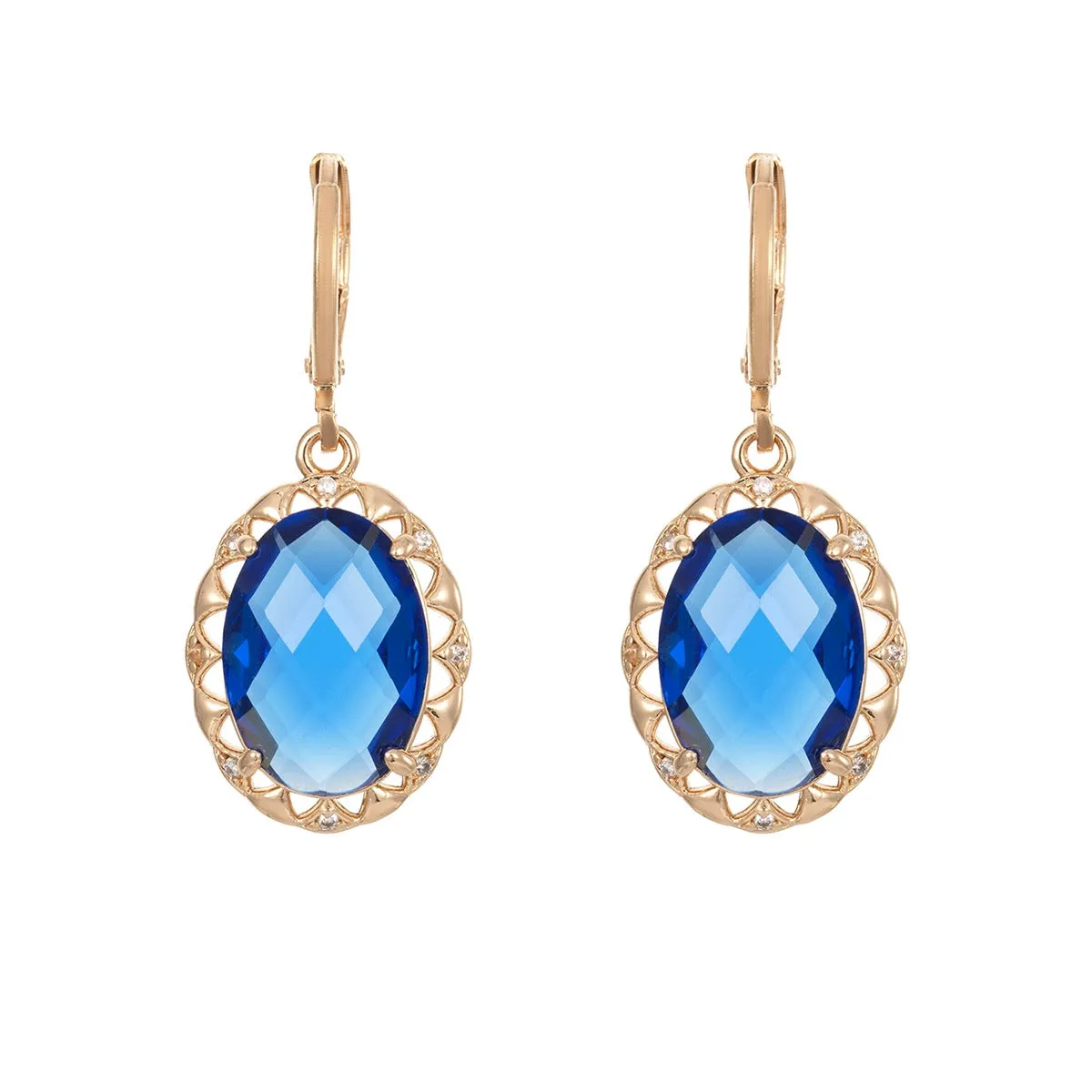 Blue Crystal & Cubic Zirconia Goldtone Oval-Cut Flower Dangle Earrings sold by Zulily product image thumbnail 2