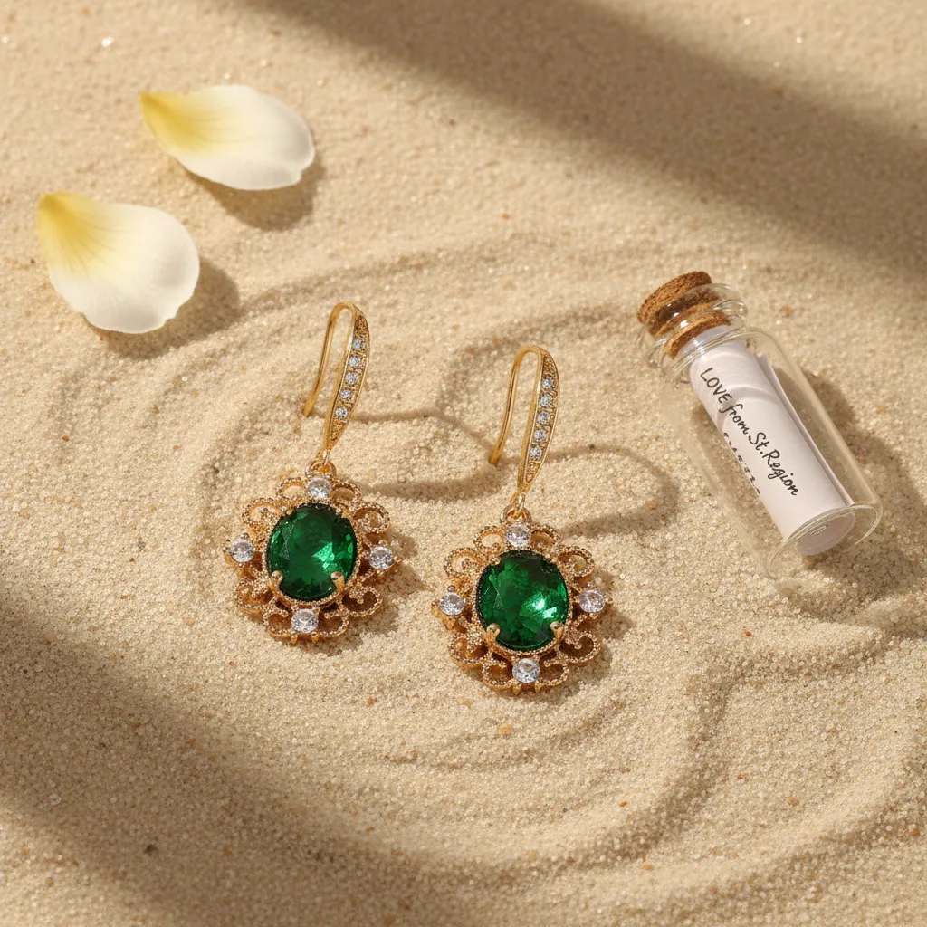 Green Crystal & Cubic Zirconia Goldtone Oval-Cut Flower Hook Earrings sold by Zulily product image thumbnail 4