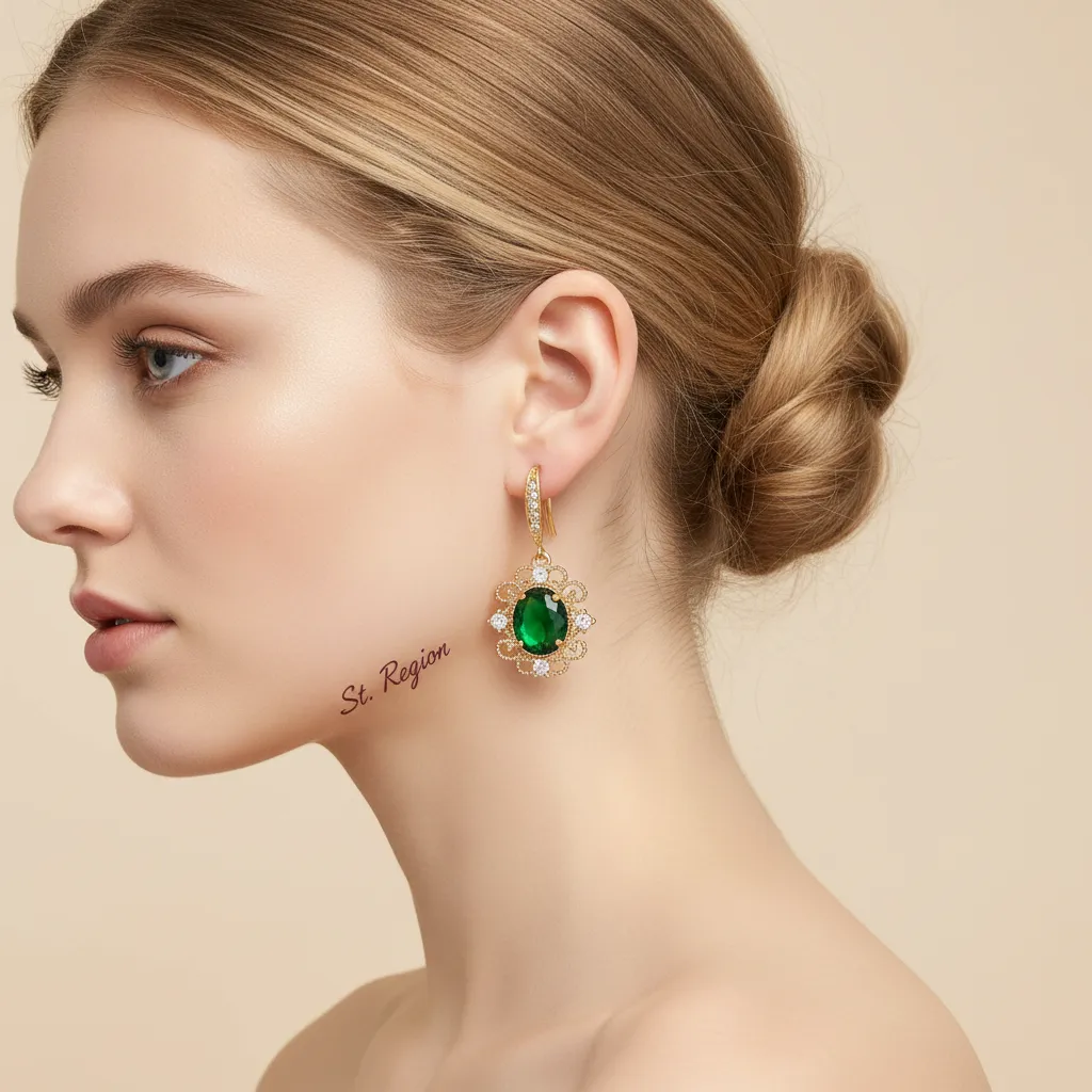 Green Crystal & Cubic Zirconia Goldtone Oval-Cut Flower Hook Earrings sold by Zulily product image thumbnail 5