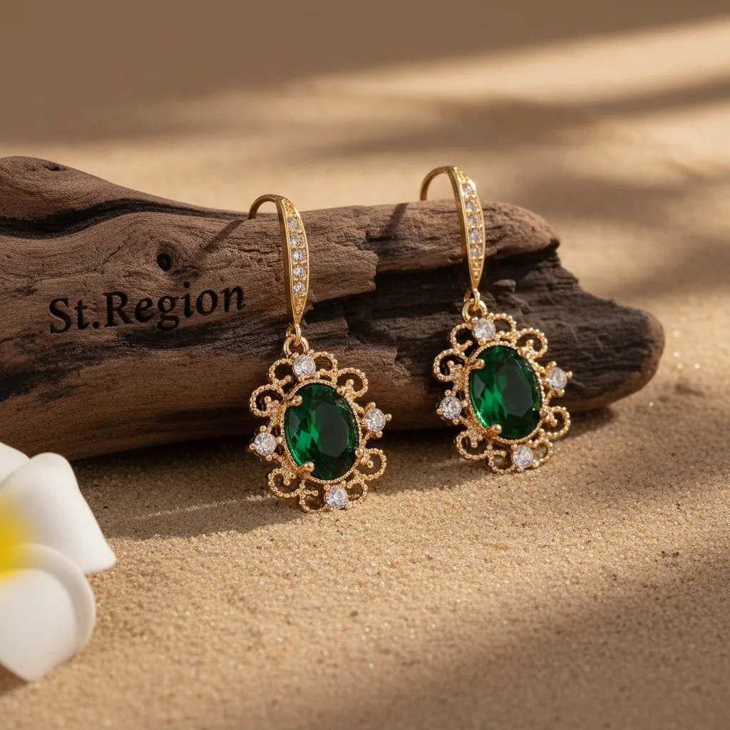 Green Crystal & Cubic Zirconia Goldtone Oval-Cut Flower Hook Earrings sold by Zulily