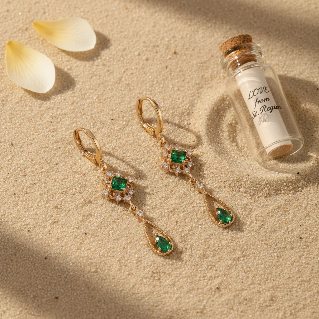 Emerald Crystal & Cubic Zirconia Goldtone Rhombus Drop Huggie Earrings sold by Zulily product image thumbnail 4