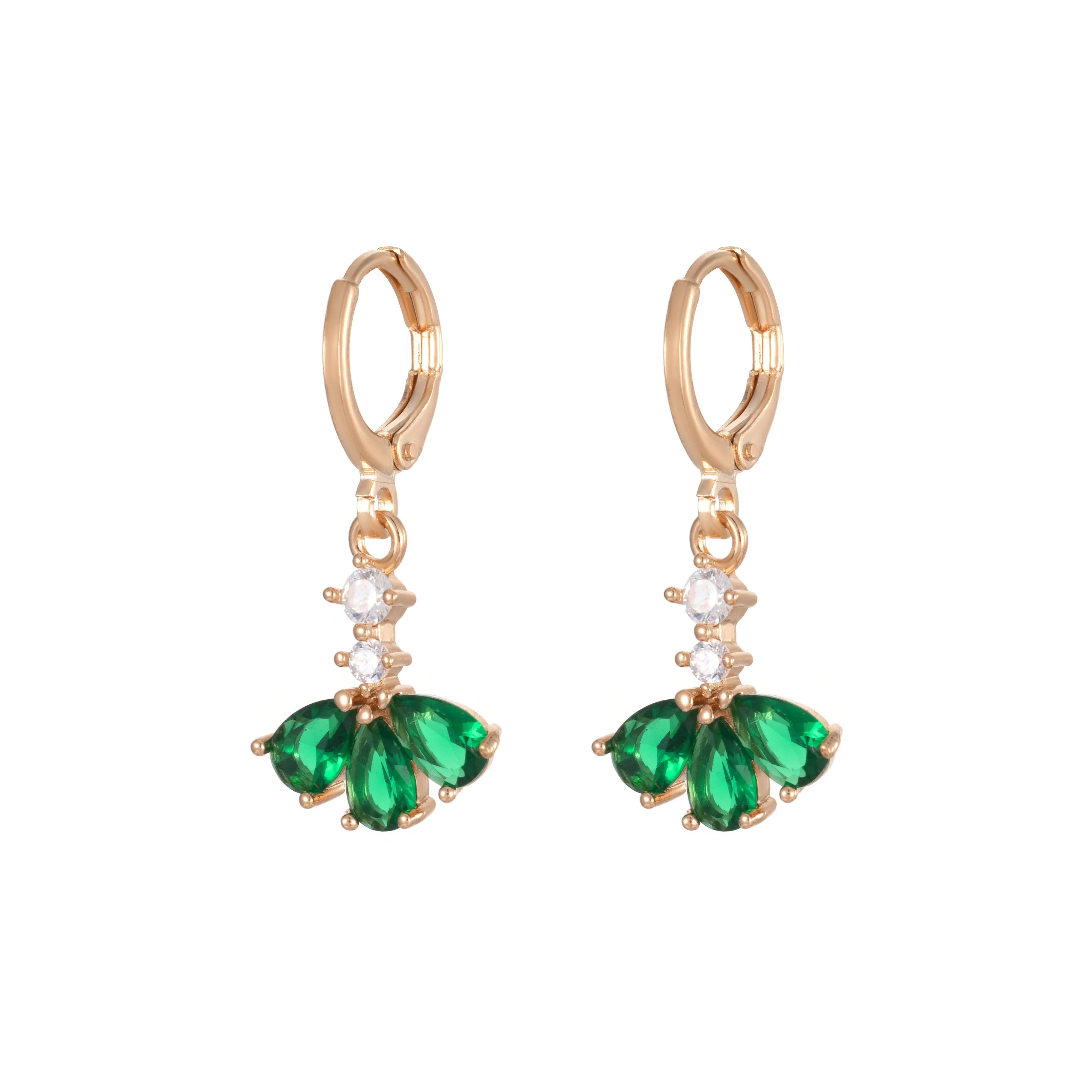Emerald Crystal & Cubic Zirconia Goldtone Petals Huggie Earrings sold by Zulily product image thumbnail 2