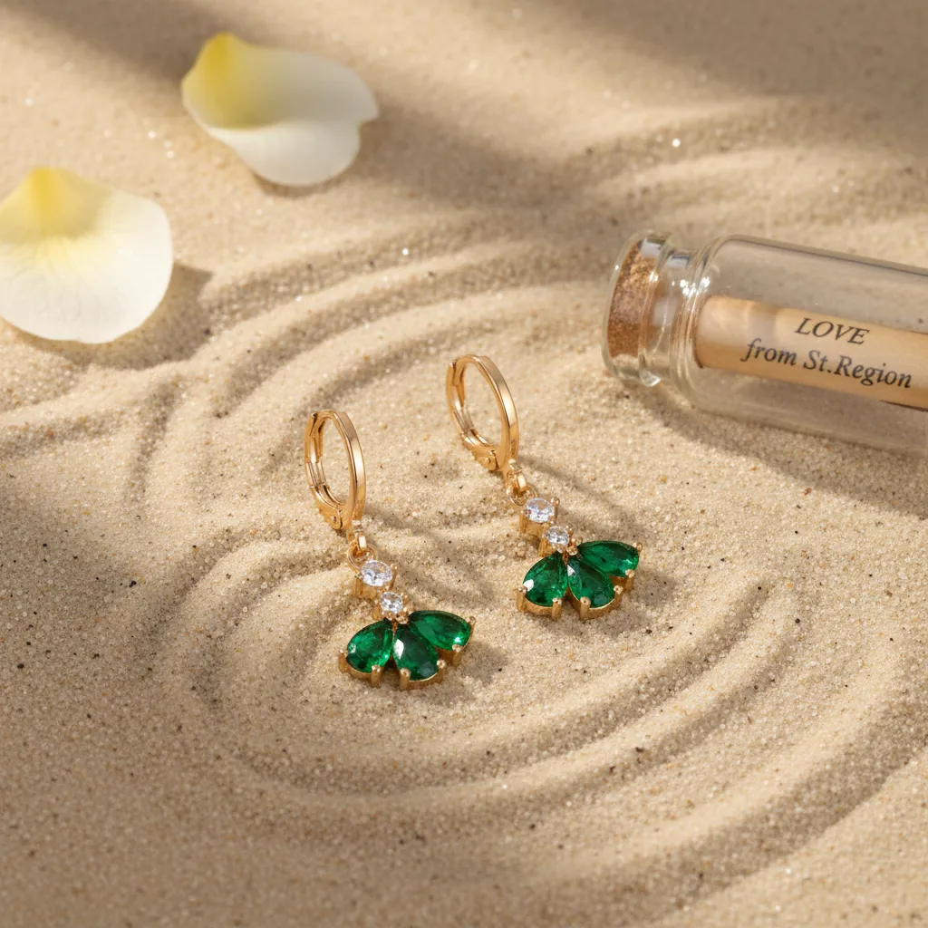 Emerald Crystal & Cubic Zirconia Goldtone Petals Huggie Earrings sold by Zulily product image thumbnail 4